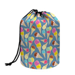 Colorful Ice Cream Pattern Print Drawstring Makeup Bag