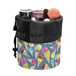 Colorful Ice Cream Pattern Print Drawstring Makeup Bag
