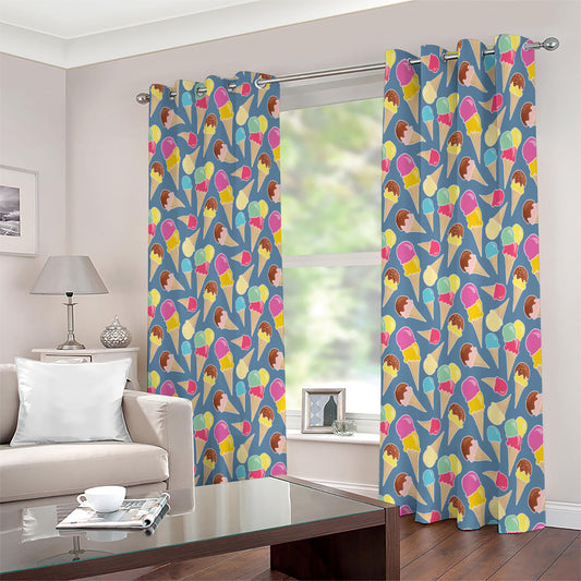 Colorful Ice Cream Pattern Print Extra Wide Grommet Curtains