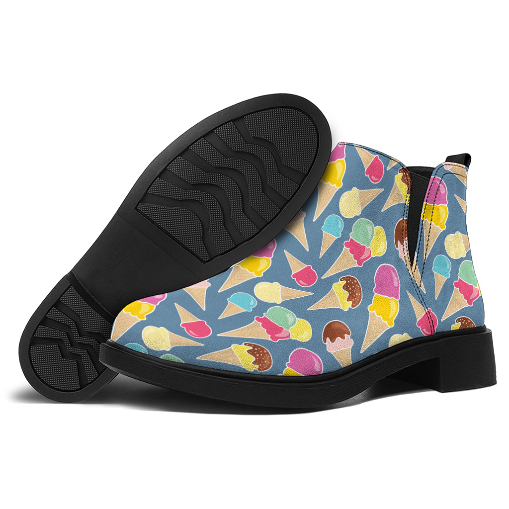 Colorful Ice Cream Pattern Print Flat Ankle Boots