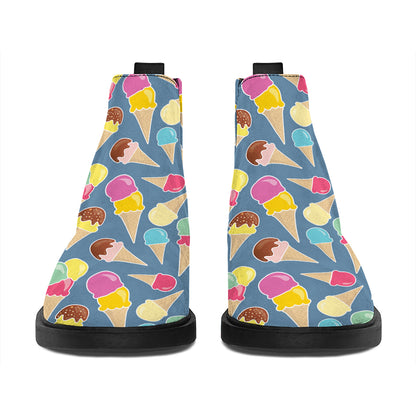 Colorful Ice Cream Pattern Print Flat Ankle Boots
