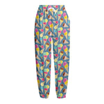 Colorful Ice Cream Pattern Print Fleece Lined Knit Pants