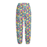 Colorful Ice Cream Pattern Print Fleece Lined Knit Pants