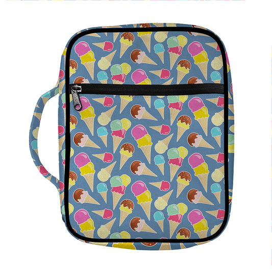 Colorful Ice Cream Pattern Print Front Pocket Bible Bag