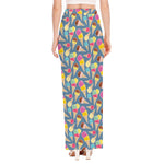 Colorful Ice Cream Pattern Print High Slit Maxi Skirt