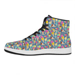 Colorful Ice Cream Pattern Print High Top Leather Sneakers