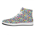 Colorful Ice Cream Pattern Print High Top Leather Sneakers