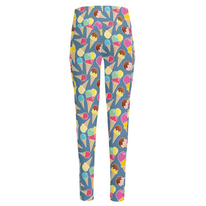 Colorful Ice Cream Pattern Print High-Waisted Pocket Leggings