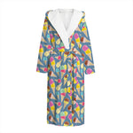 Colorful Ice Cream Pattern Print Hooded Bathrobe