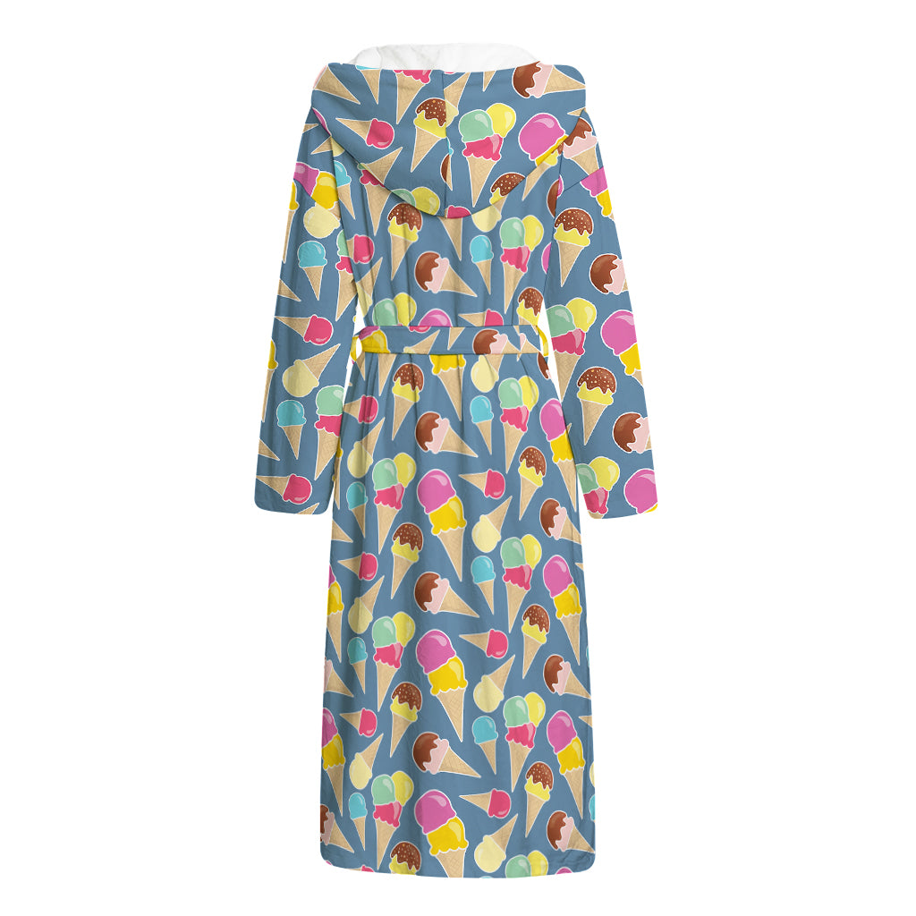 Colorful Ice Cream Pattern Print Hooded Bathrobe