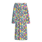 Colorful Ice Cream Pattern Print Hooded Bathrobe