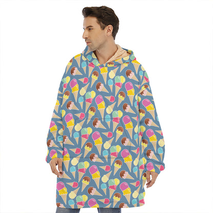 Colorful Ice Cream Pattern Print Hoodie Blanket