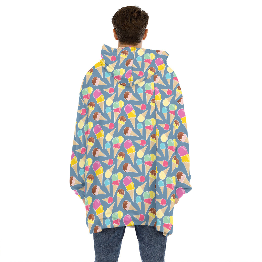 Colorful Ice Cream Pattern Print Hoodie Blanket