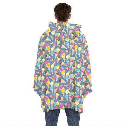 Colorful Ice Cream Pattern Print Hoodie Blanket
