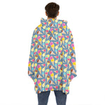 Colorful Ice Cream Pattern Print Hoodie Blanket