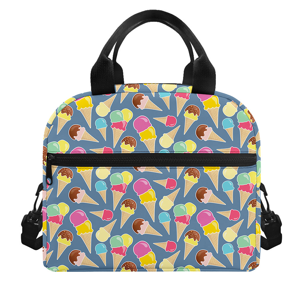 Colorful Ice Cream Pattern Print Insulated Lunch Bag