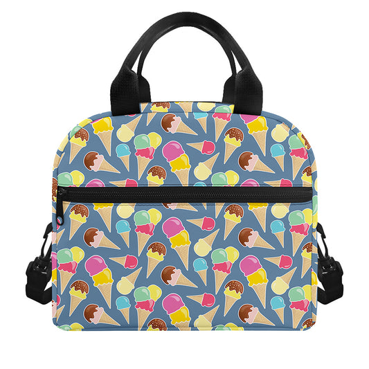 Colorful Ice Cream Pattern Print Insulated Lunch Bag