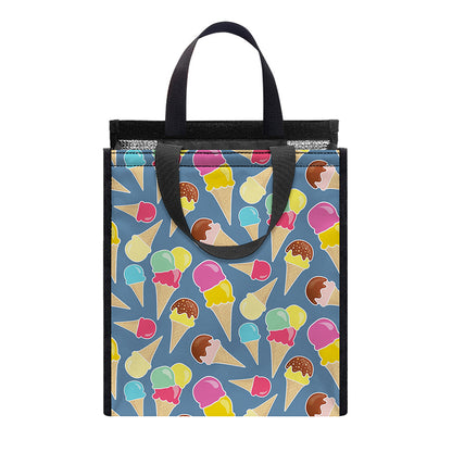 Colorful Ice Cream Pattern Print Insulated Lunch Tote