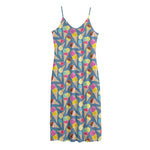 Colorful Ice Cream Pattern Print Jersey Midi Cami Dress