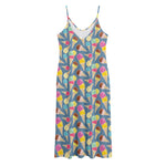 Colorful Ice Cream Pattern Print Jersey Midi Cami Dress