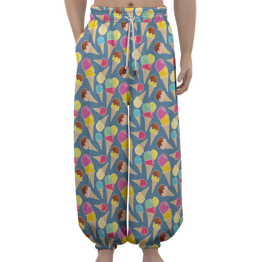 Colorful Ice Cream Pattern Print Lantern Pants