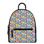 Colorful Ice Cream Pattern Print Leather Backpack