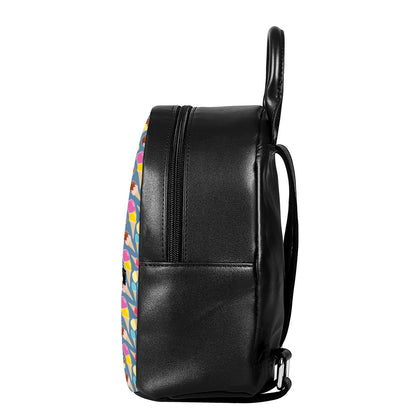Colorful Ice Cream Pattern Print Leather Backpack