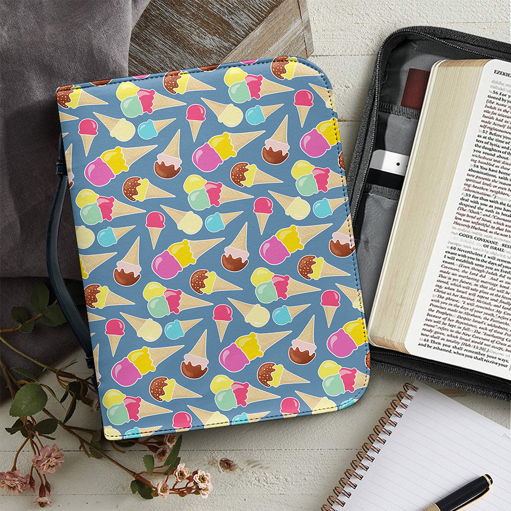 Colorful Ice Cream Pattern Print Leather Bible Cover