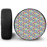 Colorful Ice Cream Pattern Print Leather Spare Tire Cover