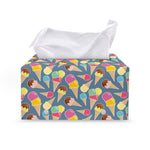 Colorful Ice Cream Pattern Print Leather Tissue Box Cover