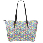 Colorful Ice Cream Pattern Print Leather Tote Bag