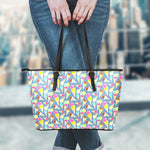 Colorful Ice Cream Pattern Print Leather Tote Bag
