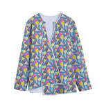Colorful Ice Cream Pattern Print Long Sleeve Short Coat