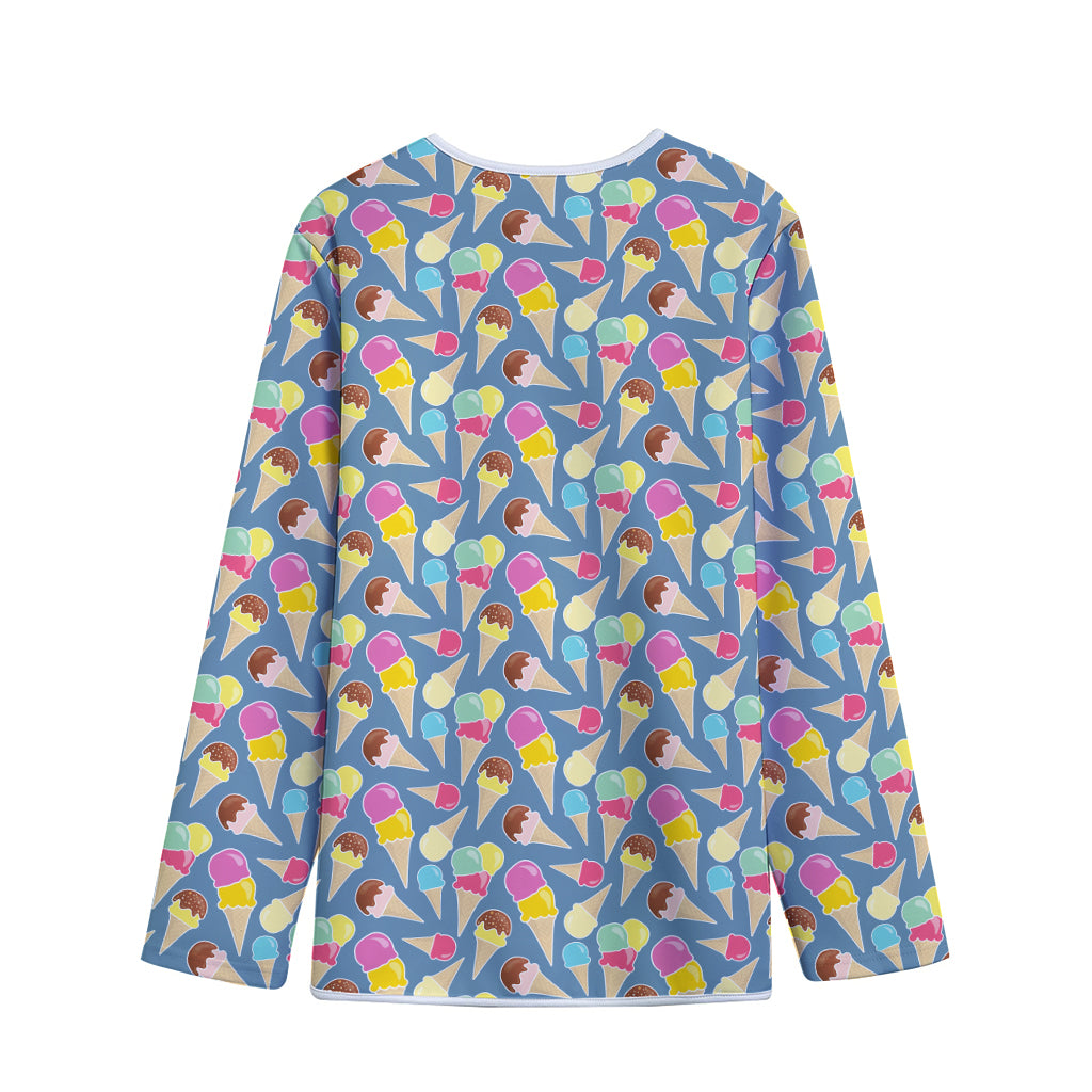 Colorful Ice Cream Pattern Print Long Sleeve Short Coat