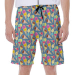 Colorful Ice Cream Pattern Print Men's Beach Shorts