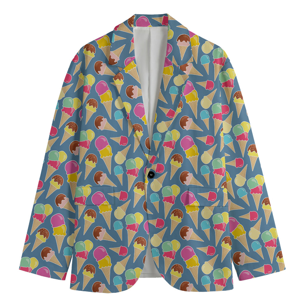 Colorful Ice Cream Pattern Print Men's Blazer