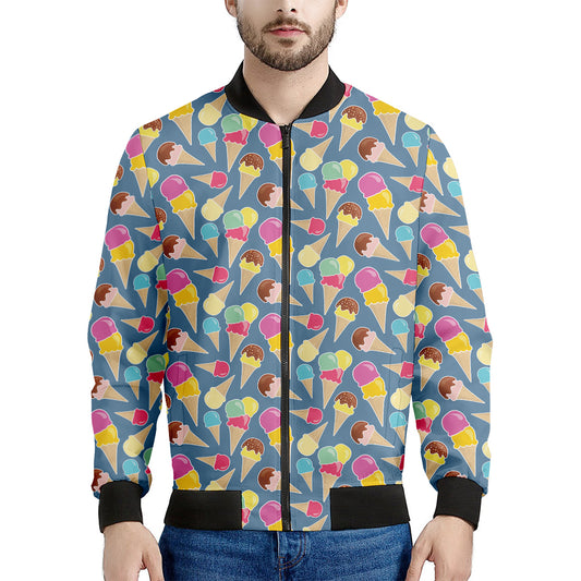 Colorful Ice Cream Pattern Print Men's Bomber Jacket