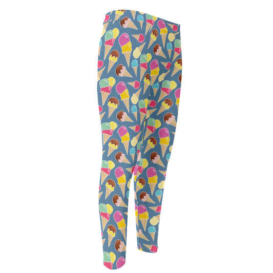 Colorful Ice Cream Pattern Print Men's Compression Pants