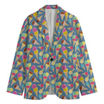 Colorful Ice Cream Pattern Print Men's Cotton Blazer