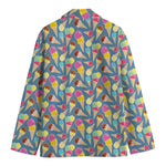 Colorful Ice Cream Pattern Print Men's Cotton Blazer