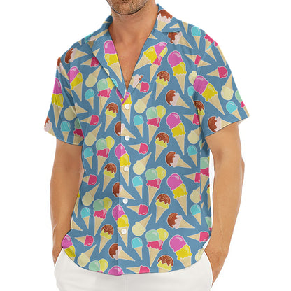 Colorful Ice Cream Pattern Print Men's Deep V-Neck Shirt