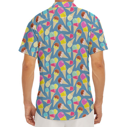 Colorful Ice Cream Pattern Print Men's Deep V-Neck Shirt