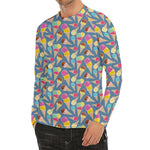Colorful Ice Cream Pattern Print Men's Long Sleeve Rash Guard
