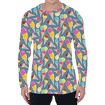 Colorful Ice Cream Pattern Print Men's Long Sleeve T-Shirt