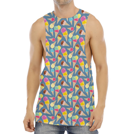 Colorful Ice Cream Pattern Print Men's Muscle Tank Top