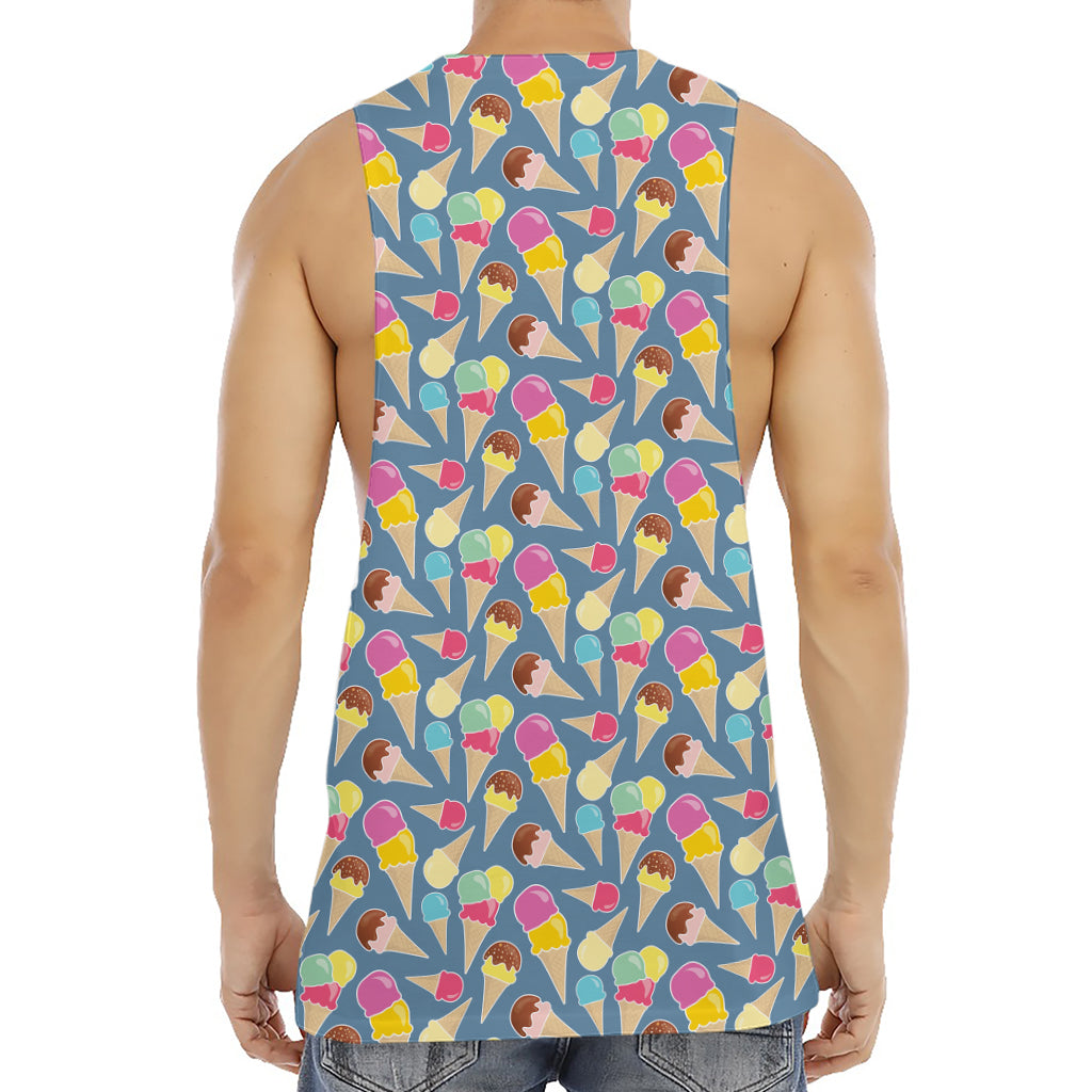 Colorful Ice Cream Pattern Print Men's Muscle Tank Top