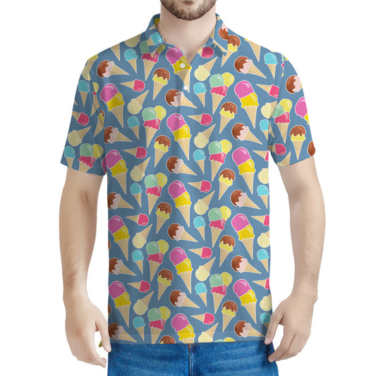 Colorful Ice Cream Pattern Print Men's Polo Shirt