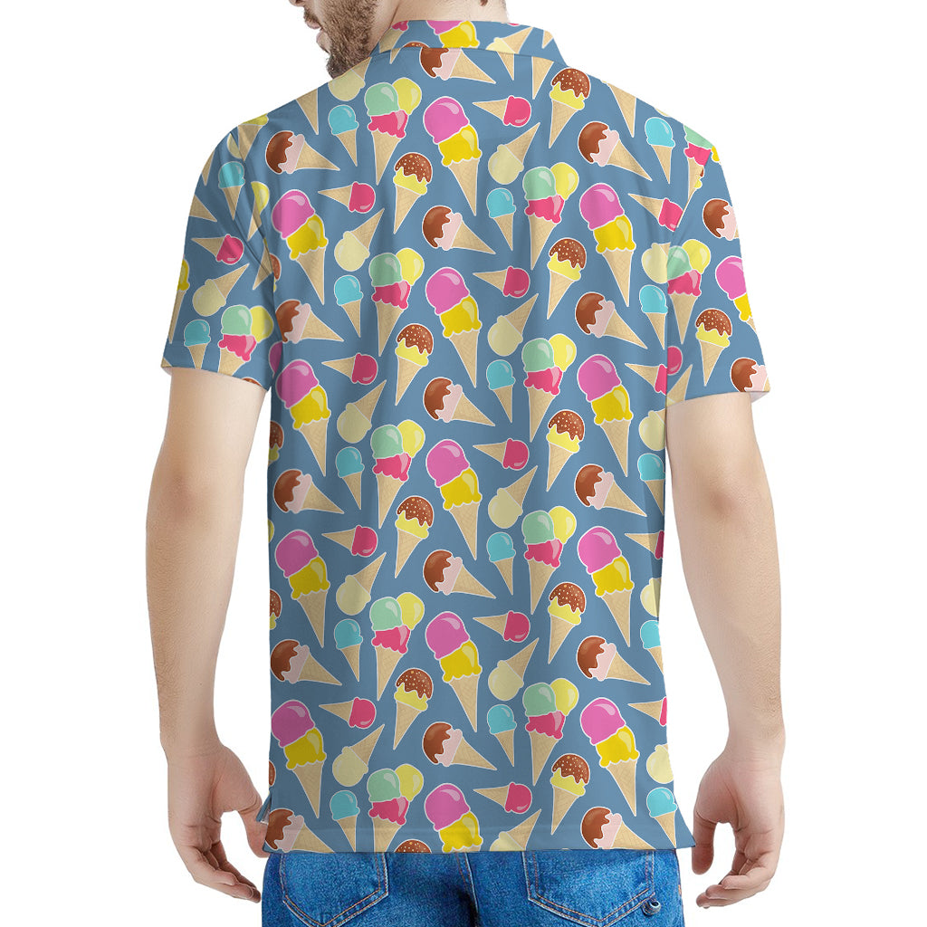 Colorful Ice Cream Pattern Print Men's Polo Shirt