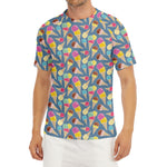 Colorful Ice Cream Pattern Print Men's Short Sleeve Rash Guard