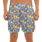Colorful Ice Cream Pattern Print Men's Split Running Shorts